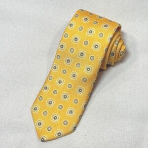 Dion Signature Yellow Geometric Silk Necktie Mens Italian Hand Crafted NWT $165